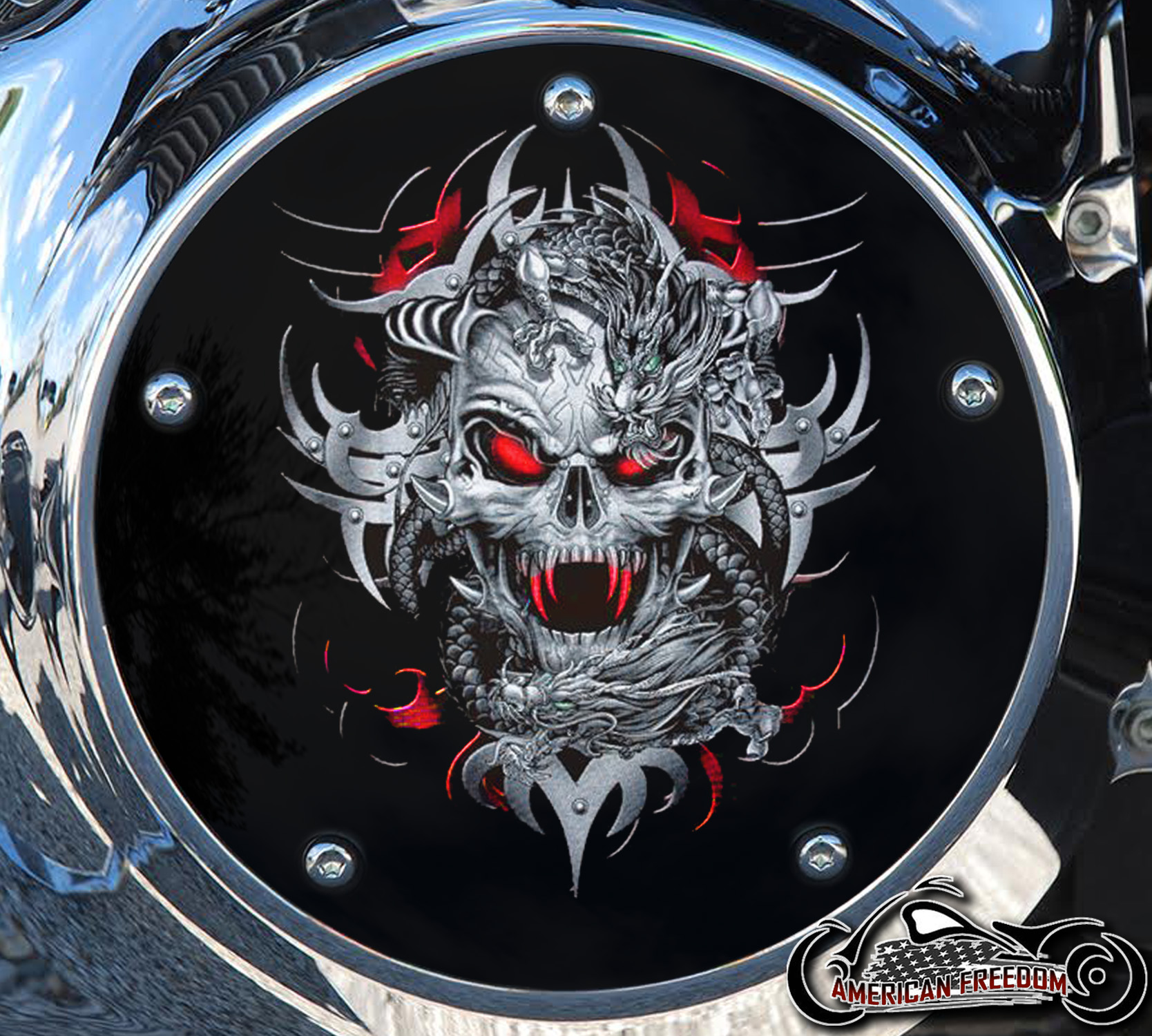 Custom Derby Cover - Dragon Skull (Red)